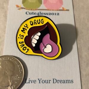 Love is My Drug Tongue Pin Brooch Valentine’s